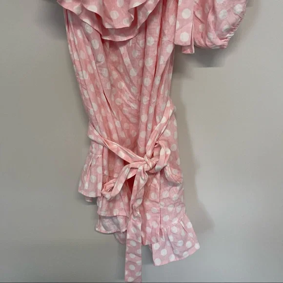 Lisa Marie Fernandez x Target Pink & White Polka Dot Short Ruffle Dress Size 1X - Picture 4 of 7
